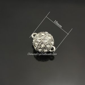 Pave Magnetic Clasps ball, 13x18mm, hole:1.5mm, platinum, 1 pcs