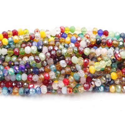 130Pcs 2.5x3.5mm Chinese Crystal Rondelle Beads, Color Mixing AB