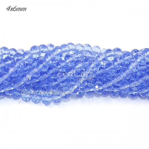 4x6mm Chinese Crystal Rondelle Beads, lt sapphire, about 95 beads