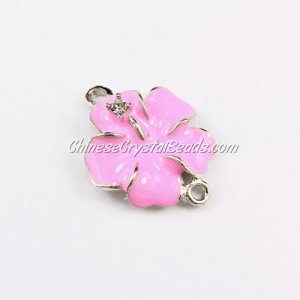 Pave accessories, flower, 21x27mm, pink, 1pcs