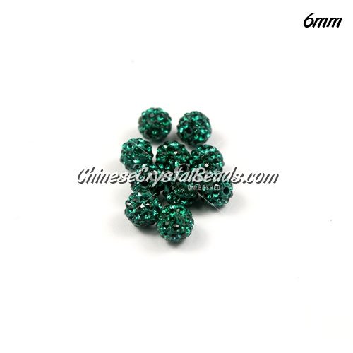 10Pcs 6mm clay disco beads, pave clay beads, hole: 1mm, emerald