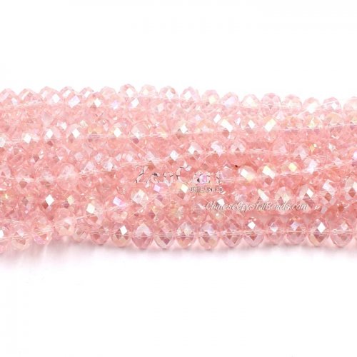 70 pieces 8x10mm Crystal Rondelle Bead,pink AB