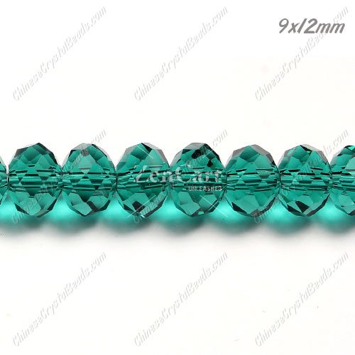 Chinese Crystal Rondelle Bead Strand, Emerald, 9x12mm, about 36 beads