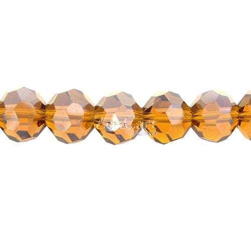 Chinese Crystal 12mm Round Long Bead Strand, amber, 16 beads