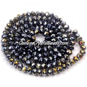 130Pcs 3x4mm Chinese rondelle crystal beads, black AB, 3x4mm