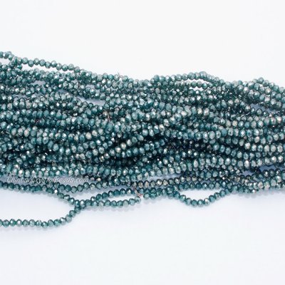 10 strands 2x3mm chinese crystal rondelle beads dark green AB about 1700pcs