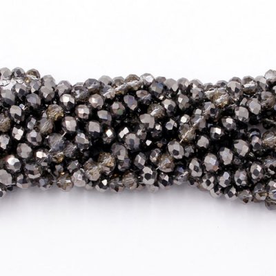 130Pcs 3x4mm Rondelle Crystal Beads half hematite