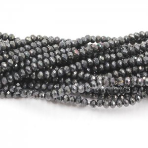 130Pcs 2.5x3.5mm Chinese Crystal Rondelle Beads, Hematite