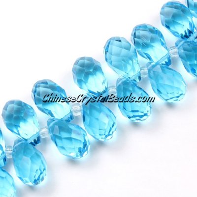 Chinese Crystal Briolette Bead Strand, aqua, 8x13mm, 20 beads