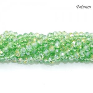 4x6mm Chinese Crystal Rondelle Beads Strand, lime green AB, about 95 beads