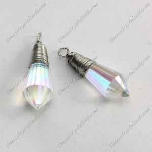 Wire Working Crystal Icicle Drop Pendant, 8x20mm, clear AB, sold by 1 pc