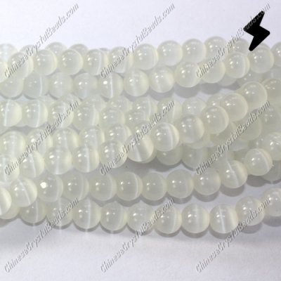 glass cat eyes beads strand, white, about 15 inch longer