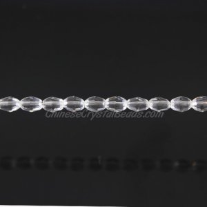 Chinese Crystal Faceted Barrel Strand, clear, 4x6mm, 70 beads