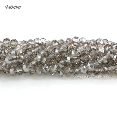 4x6mm Chinese Crystal Rondelle Beads, silver shade about 95 Pcs