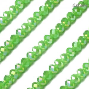 Chinese Crystal Rondelle Strand, lime green Opaque AB, 6x8mm , about 72 beads