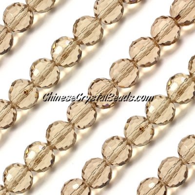 Round crystal beads, 10mm, S. champagne, 96 cutting surfaces, 20 pieces