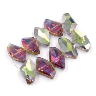 Chinese Crystal galactic Pendant, green and purple light, 14x24mm, 10pcs