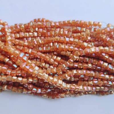 4mm Cube Crystal beads about 95Pcs, 074