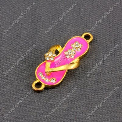 Slippers Pendant Charm, Neon Fuchsia Enamel, gold plated, Findings DIY, 1 piece