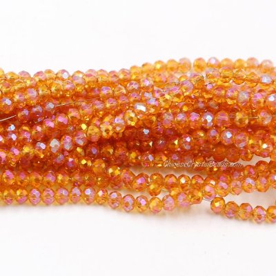 130Pcs 2.5x3.5mm Chinese Crystal Rondelle Beads, amber AB
