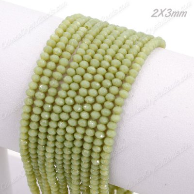 130Pcs 2x3mm Chinese Crystal Rondelle Beads, opaque lt olive green