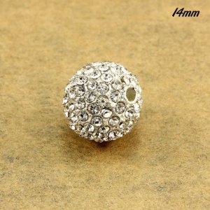 14mm Alloy pave disco beads, silver plated, 128cz , sold per pkg of 9 pcs