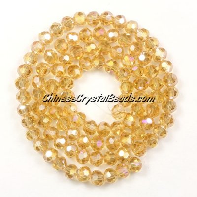 Chinese Crystal 4mm Round Bead Strand, G. champpagne AB, about 100 beads