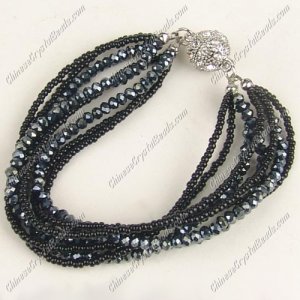 Black Magnetic Clasps crystal seed beads bracelet kits , 7.5inch length