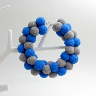 Pom poms Hoop Earring, 2.6 inch, #2, sold by 1 pair