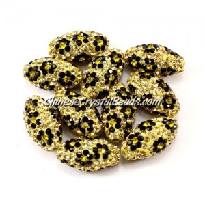 Oval Pave flower Beads, 11x18mm, Clay, champagen II, sold Sold individually.