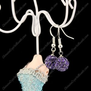 Pave Drop Earrings, tanzanite, 10mm clay disco beads, sold 1 pair