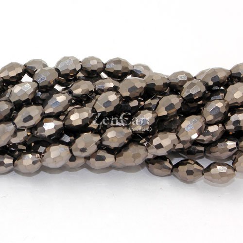 6x9mm 70Pcs Chinese Barrel Shaped crystal beads, Hematite