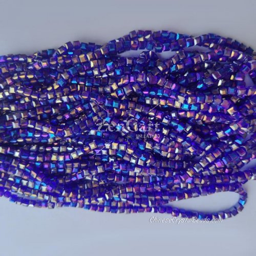 4mm Cube Crystal beads about 95Pcs, apphire AB