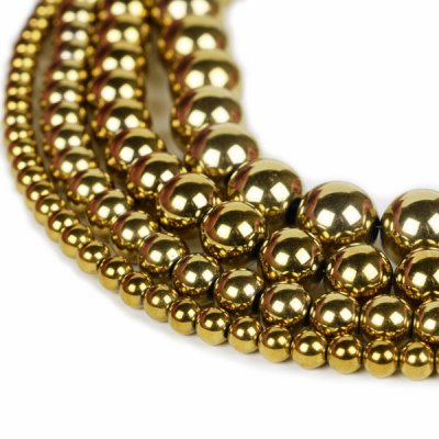 Gold Hematite Beads 4mm 6mm 8mm 10mm 12mm Loose Gemstone Round 15 Inch