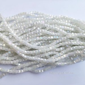 4mm Cube Crystal beads about 95Pcs, white jade AB