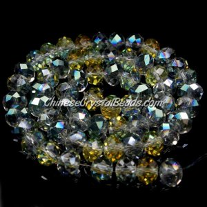 Chinese Crystal Long Bead Strand, Inside Reflective yellow, 6x8mm, about 72 beads