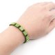 Memory Wire Bracelet, green alloy square pave beads, #015