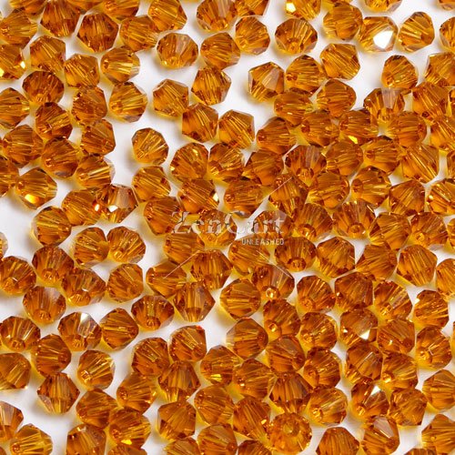 280 beads 6mm AAA bicone crystal beads amber