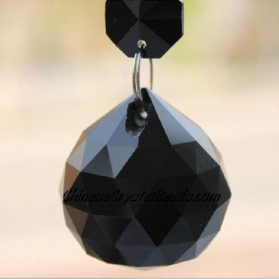 Crystal faceted ball pendants , 40mm, Jet