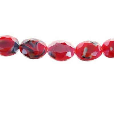 Chinese Crystal Faceted Oval Bead Strand, Red/Black, 12x16mm, 10 beads