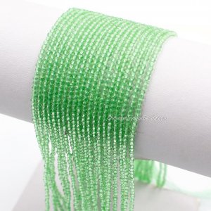 180Pcs 1.5x2mm rondelle crystal beads lt.green2 with Polyester thread