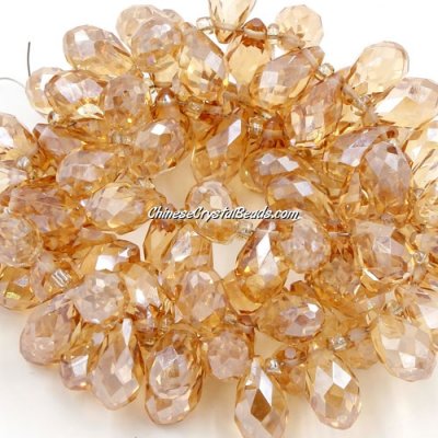 Crystal Briolette Bead Strand, golden shadow, 8x13mm, 98 beads