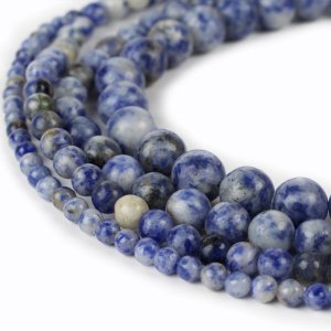Natural Sodalite Blue Spot Stone Beads Genuine 4mm 6mm 8mm 10mm 12mm 15 Inch