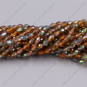 Chinese Crystal Teardrop Beads Strand, #27, 3x5mm, about 100 Beads