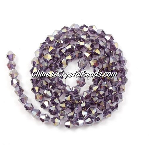 Chinese Crystal 4mm Bicone Bead Strand, Violet AB, about 100 beads