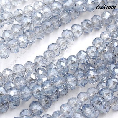 Chinese Crystal Rondelle Beads, 6x8mm, blue gray light, about 70 beads
