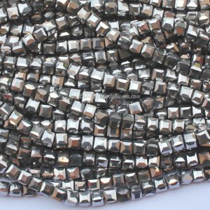 98Pcs 6mm Cube Crystal beads,silver