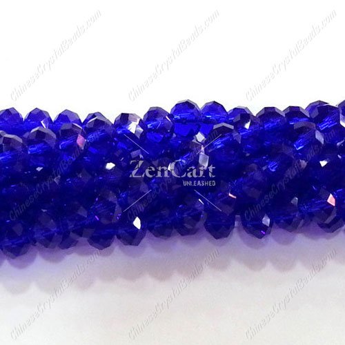4x6mm Sapphire Chinese Crystal Rondelle beads about 95 beads