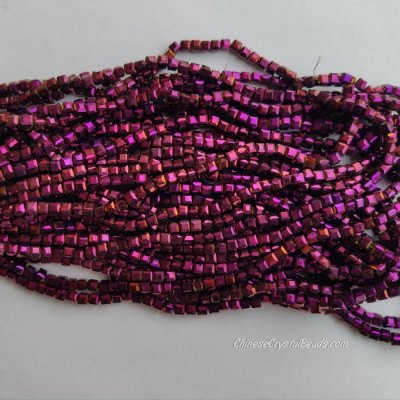 4mm Cube Crystal beads about 95Pcs, purple light