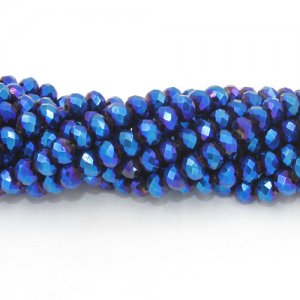 4x6mm Metallic Blue Chinese Crystal Rondelle beads about 95 beads